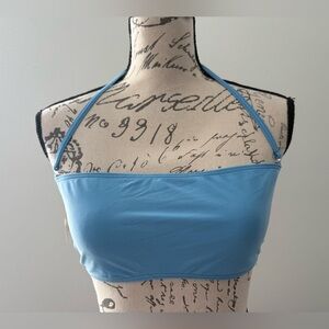 NWT Vintage Marlin Blue Removable Halter Strap Bikini Tube Top